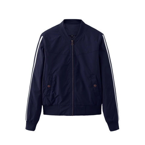 Chaqueta Bomber Acolchada de Rayas para Mujer Casual Resistente al Viento Manga Larga Cremallera Urban Outwear con Ribete Acanalado