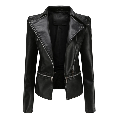 Giacca Biker in Ecopelle da Donna Corta Con Borchie e Bavero Moto Zip Punk Streetwear Cappotto Slim Fit
