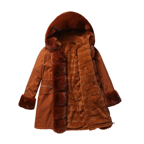 Women Long Winter Hooded Parka Padded Coat With Detachable Faux Fur Collar Drawstring Waist Warm Windproof Puffer Jacket