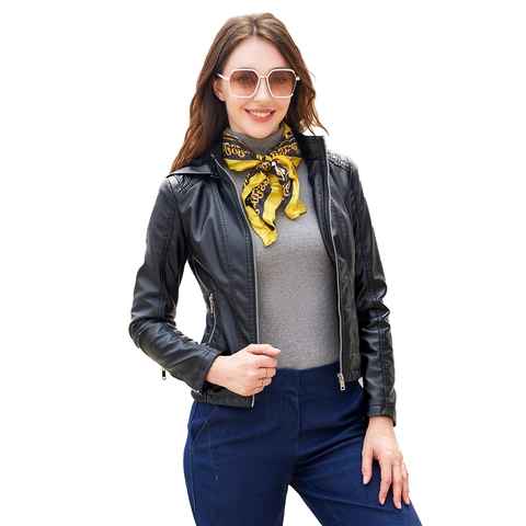 Women Hooded Faux Leather Jacket PU Fleece Lined Warm Winter Coat Slim Fit Zip Up Biker Jacket Outwear Casual Solid Color