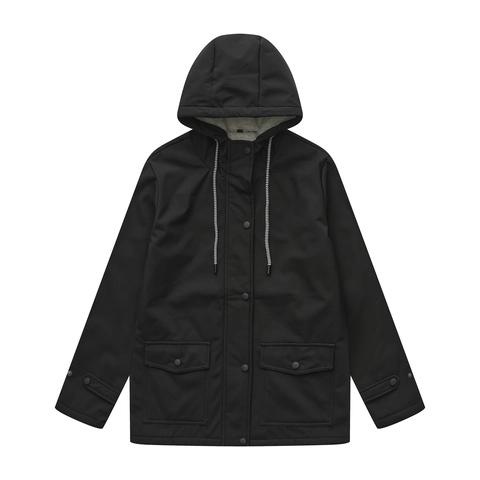 Women's Mid-Length Hooded Windbreaker Jacket Water-Resistant Fleece Lined Outdoor Coat Long Sleeve Zipper Cardigan Casual Outerwear