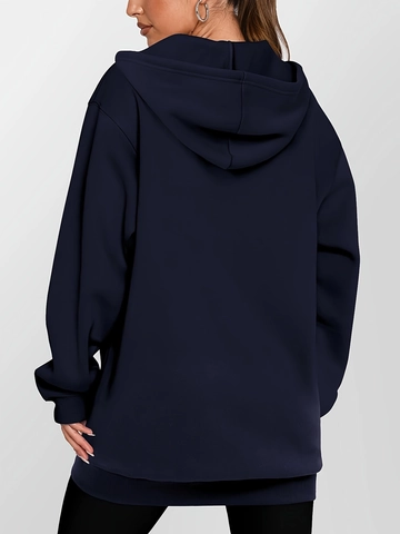 Women's Long Zip Up Hoodie Jacket Casual Solid Color Long Sleeve Hooded Sweatshirt With Pockets Outerwear Streetwear