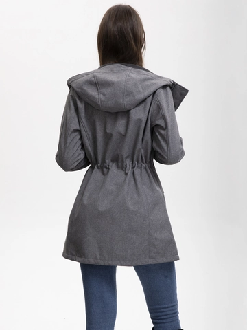 Damen Kapuzen Outdoor Jacke Wasserdicht Winddicht Fleece Gefüttert Softshell Parka Multi Tasche Kordelzug Taille Warmer Wintermantel