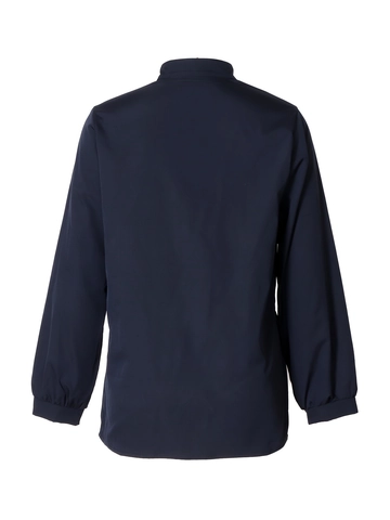 Veste Coupe-vent Décontractée Mi-longue pour Femme Col Officier Manche Lanterne Poche Plissée Manteau Léger Boutonné