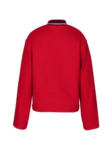 Γυναικείο Vintage Κόκκινο Varsity Τζάκετ Casual Χαλαρή Εφαρμογή Μείγμα Μαλλιού Αντίθεση Piping Μπέιζμπολ Τζάκετ