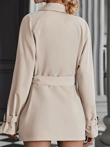 Gabardina Elegante de Mujer con Doble Botonadura y Manga Larga con Cinturón Solapa Clásica Color Sólido Cortavientos Otoño Invierno