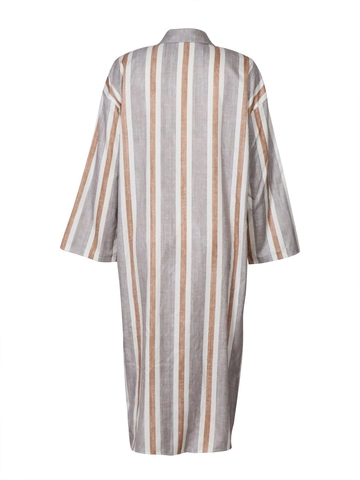 Abito Lungo a Righe Casuale da Donna Manica Lunga Camicia Vestito Con Bottoni e Spacco Laterale Vestibilità Comoda Vacanza Primavera Estate