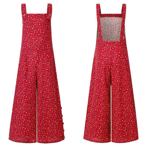 Γυναικεία Casual Ολόσωμη Φόρμα Με Φαρδύ Μπατζάκι Boho Floral Τύπωμα Χωρίς Μανίκια Vintage Σαλοπέτα Με Κουμπιά Καλοκαιρινό Παντελόνι