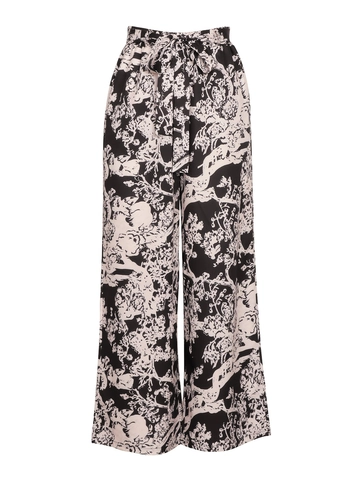 Damen Mode Blumenmuster Weites Bein Hose Hohe Taille Locker Gerade Hose Mit Bindegürtel Elegant Lässig Sommer Strandhose