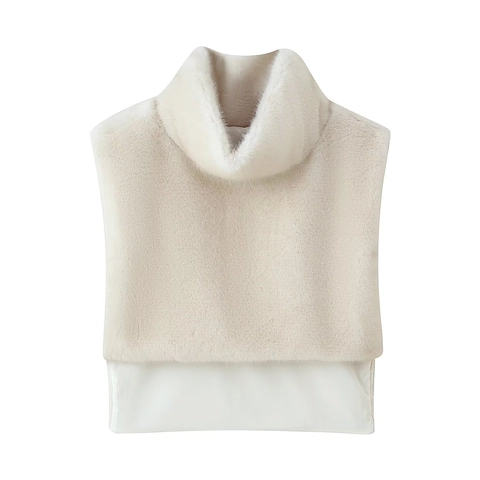 Damen Mode Kunstfell Rollkragen Weste Ärmellos Elegant Warm Herbst Winter Einfarbig Weste Außenbekleidung Oberteil