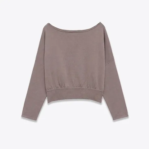 Women Casual Off-the-Shoulder Knit Sweater Long Sleeve Loose Pullover Top Solid Color Soft Fall Winter Knitwear Jumper