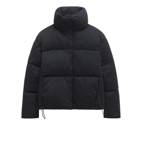 Chaqueta Acolchada de Moda para Mujer Cuello Alto Oversize Cálido Abrigo de Algodón de Invierno Color Sólido Streetwear Casual