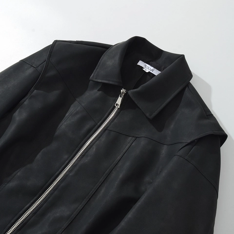 Women Faux Leather Bomber Jacket Solid Color Lapel Zipper Short Moto Biker Coat With Ribbed Trim Spring Autumn Outwear