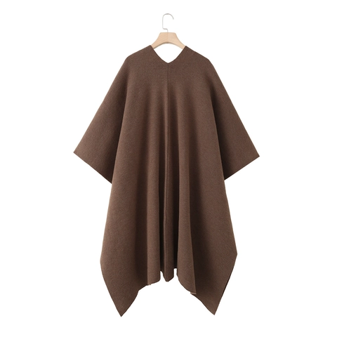 Cardigan Poncho in Maglia Larga da Donna Maglione Lungo Aperto Sul Davanti Con Doppie Tasche Manica a Pipistrello Casual Autunno Inverno