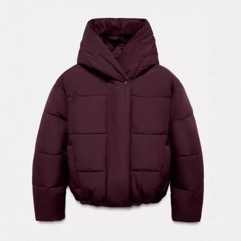 Veste Matelassée à Capuche pour Femme Hiver Chaud Manteau Rembourré Couleur Unie Fermeture Éclair Vêtement d'Extérieur Décontracté