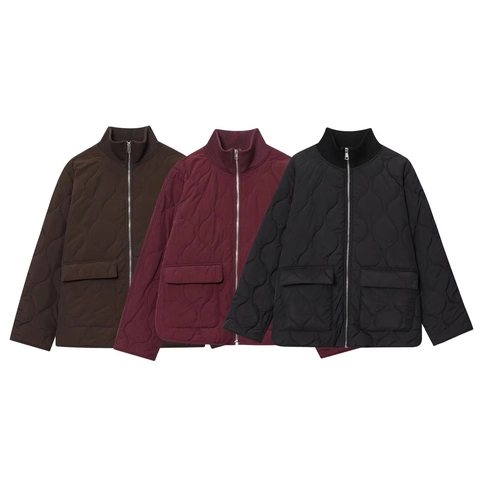 Giacca Trapuntata Da Donna Oversize Collo Alto Casual Cappotto Trapuntato Capispalla Con Tasche Per Autunno Inverno Streetwear