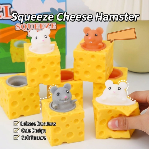 Giocattolo Di Compressione Topo Formaggio PU Squishy Antistress Fidget Toy Regalo Novità Per Bambini E Adulti Sensoriale