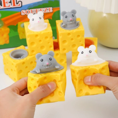 Giocattolo Di Compressione Topo Formaggio PU Squishy Antistress Fidget Toy Regalo Novità Per Bambini E Adulti Sensoriale