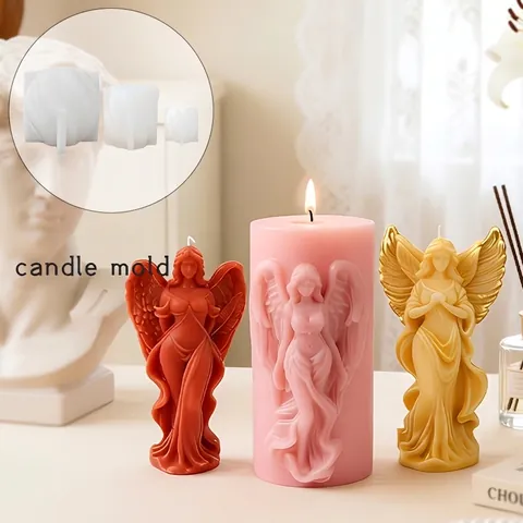 Angel Silicone Mold For DIY Handmade Candle Soap Plaster Resin Crafts Retro Goddess Art Design Wings Sculpture