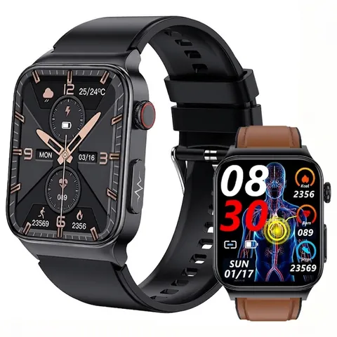 E500 Smart Watch Blood Glucose Oxygen ECG Heart Rate Monitoring Blood Pressure Tracker Sport Fitness Modern Smartwatch For Men Women
