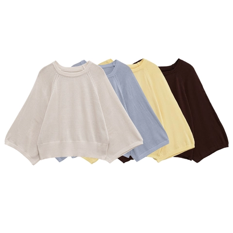 Dames Casual Ronde Hals Gebreide Trui Losse Effen Kleur Lange Mouw Top Polyester Herfst Mode Streetwear