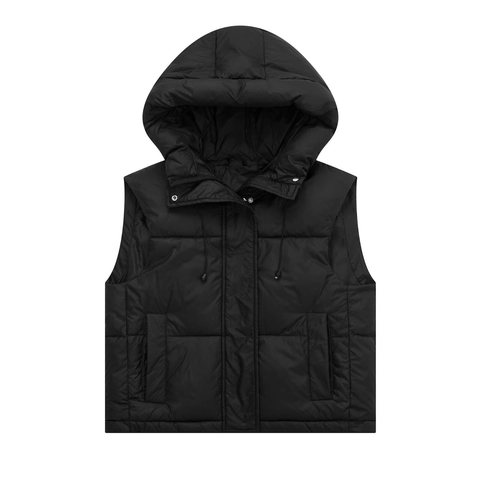 Women Hooded Padded Vest Quilted Sleeveless Jacket Warm Windproof Zip Up Waistcoat Casual Fashion Outerwear Top