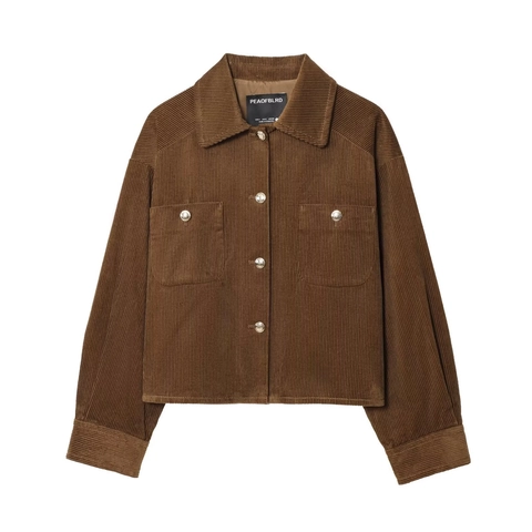 Women Retro Corduroy Jacket Loose Fit Lapel Long Sleeve Single Breasted Outwear With Pockets Solid Color Streetwear Coat