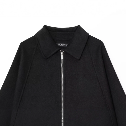 Women Casual Loose Zipper Jacket Soft Imitation Woolen Oversized Lapel Long Sleeve Solid Color Streetwear Fall Winter Coat