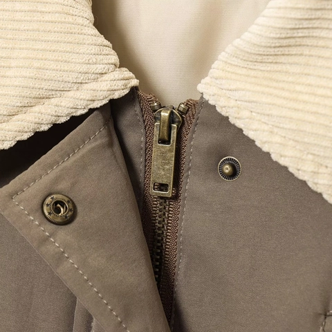 Chaqueta de Ropa de Trabajo Vintage para Mujer Cuello de Pana Manga Larga Ajuste Holgado Abrigo Acolchado Moda Callejera