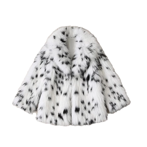 Damen Kunstpelzmantel Mode Temperament Schwarz Weiß Dalmatiner Muster Verdickt Streetwear Warme Winterjacke Oberbekleidung
