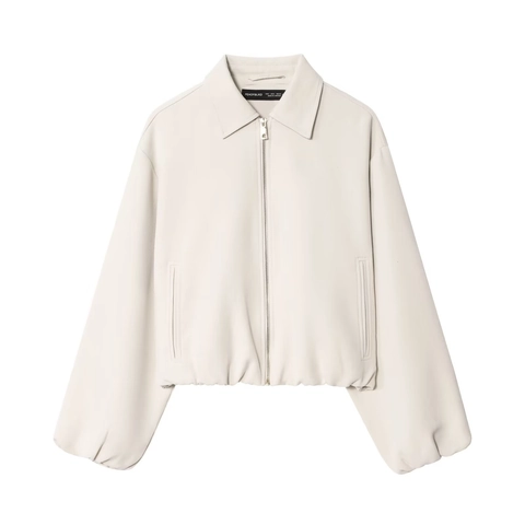Giacca a Vento da Donna con Cerniera Tinta Unita Revers Manica Lunga Ampia Corta Stile Casual Cappotto Autunno Inverno