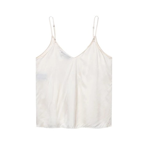 Sexy Satin Cami Top With Lace Trim V-Neck Adjustable Straps Elegant Sleeveless Tank Top For Women