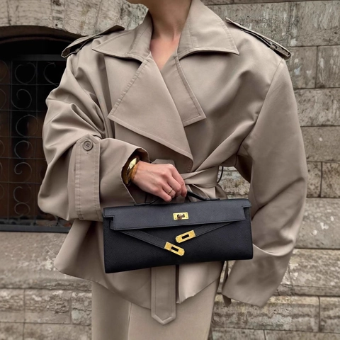Dames Mode Kort Trenchcoat Revers Lange Mouw Double-breasted Gegordeld Jas Kaki Casual Lente Herfst Bovenkleding