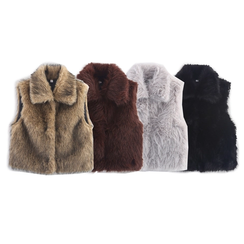 Damen Kunstpelz Weste Herbst Winter Ärmellose Jacke Warme Plüschweste Schlanke Passform Reverskragen Lässige Streetwear Oberbekleidung