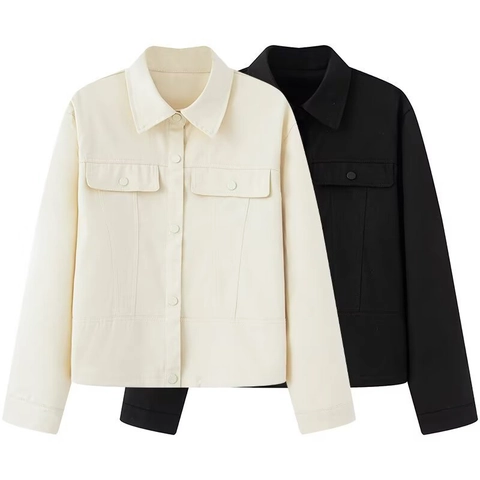 Chaqueta de Utilidad Casual de Moda para Mujer Abrigo Color Sólido Cuello Solapa Botonadura Sencilla Manga Larga Ropa de Abrigo Suelta para Primavera Otoño