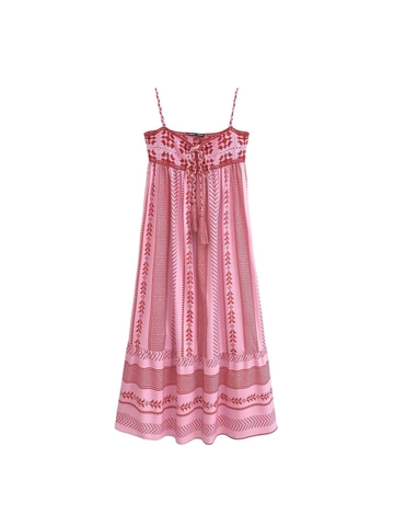 Dames Boheems Maxi Jurk Haakwerk Spaghettibandjes Etnische Print Kwastje Rugloos Vakantie Strand Zomer Feest Lange Jurk