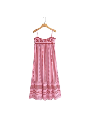 Dames Boheems Maxi Jurk Haakwerk Spaghettibandjes Etnische Print Kwastje Rugloos Vakantie Strand Zomer Feest Lange Jurk