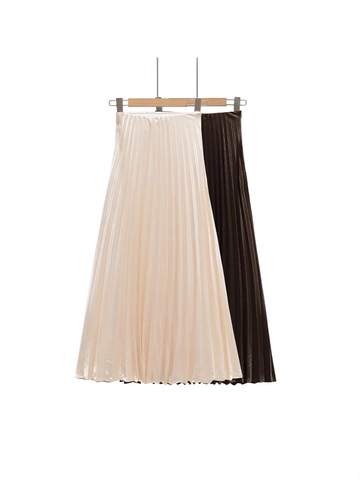 Damen Eleganter Maxirock Mit Hoher Taille Und Falten-Design Satin-Optik Vielseitiger A-Linien-Rock Für Modisches Pendeln