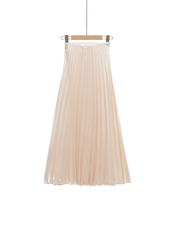 Damen Eleganter Maxirock Mit Hoher Taille Und Falten-Design Satin-Optik Vielseitiger A-Linien-Rock Für Modisches Pendeln