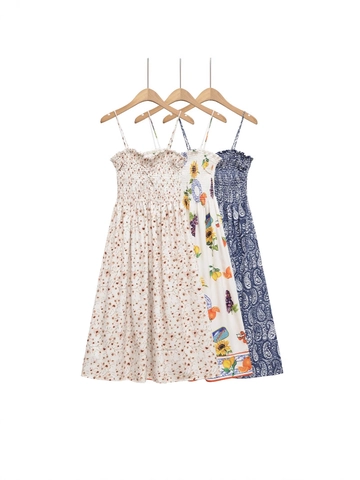 Vrouwen Sexy Rugloze Gesmokte Bloemen Midi Jurk Mouwloos Fruitprint A-Lijn Strappy Boho Zomerjurk Voor Vakantie Strand