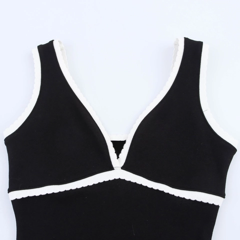 Abito Midi da Donna Sexy con Scollo a V e Finiture in Pizzo a Contrasto Vestibilità Aderente in Maglia Manica Corta per Festa