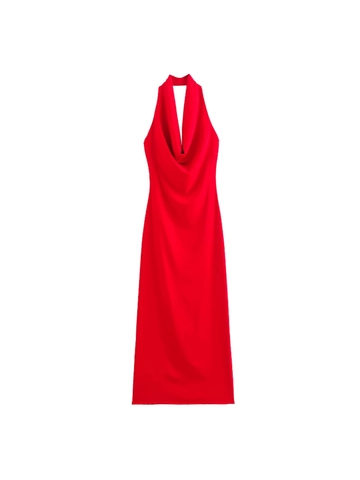 Dames Halter Cowl Neck Satijn Maxi Jurk Sexy Open Rug Hoge Split Slim Fit Avond Feest Formeel Lange Jurken