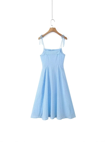 Abito a Sottoveste Senza Schienale con Ricamo Intagliato Stile Francese per Donna Estate Pizzo Eyelet Midi Linea A Slim Abito