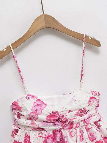 Dames Zomer Bloemen Broderie Anglaise Camisole Top Geplooide Borst Peplum Zoom Spaghettibandjes Slim Fit Sexy Strand Crop Top