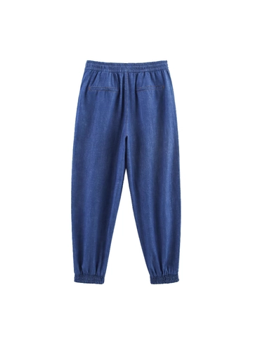 Pantalones Jogger de Cintura Alta para Mujer Con Cordón Aspecto Denim Holgados Pantalones Casuales Streetwear Harem Con Bolsillos