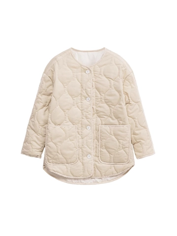 Chaqueta Acolchada Casual para Mujer Cuello Redondo Abotonadura Sencilla Patrón de Cebolla Abrigo Puffer Streetwear Cálido