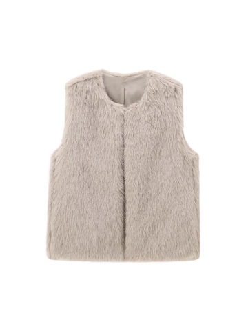 Damen Casual Kunstpelz Weste Einfarbig Offene Vorderseite Ärmellose Jacke Mantel Für Herbst Winter Streetwear Warme Oberbekleidung