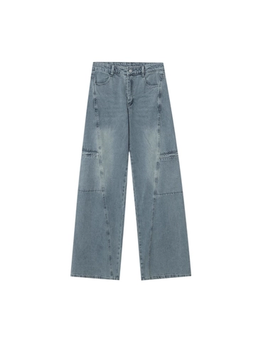 Vaqueros de Mujer Cintura Alta Pata Ancha Vintage Streetwear Pantalones Denim Holgados Con Costuras en Contraste Color Sólido Pantalones Moda Casual