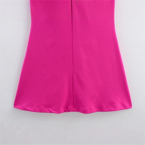 Women's Sexy Rose Red Halter Neck Maxi Dress Ruched Deep V-Neck Backless Sleeveless Slim Fit Polyester Mesh Party Dress