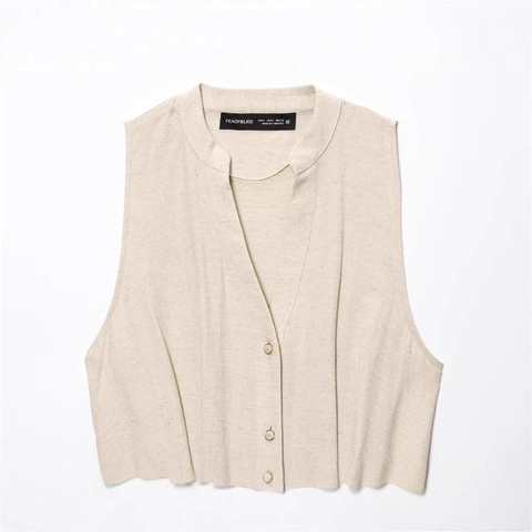 Vestido Sin Mangas para Mujer Con Cinturón Cuello en V Textura Algodón Lino Color Sólido Elegante Largo Línea A Verano